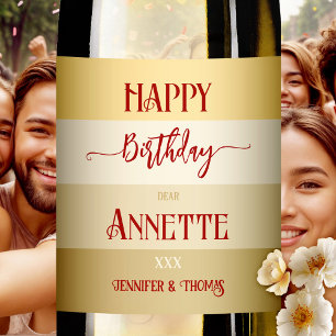 Rótulo De Garrafa De Cerveja Glam Dourado Elegant Striped Birthday