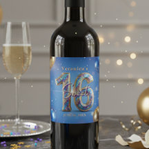 Glamoroso Azul Dourado Brilho Doce 16 Aniversário