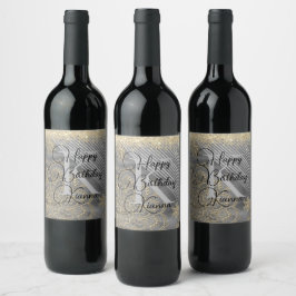 Rótulo De Garrafa De Cerveja Glitérica Chic Mandala Monograma Rótulo do Vinho
