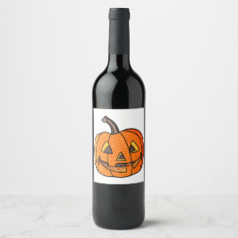 Rótulo De Garrafa De Cerveja Glitter Jack O'Lantern