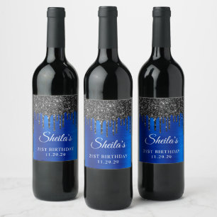 Rótulo De Garrafa De Cerveja Glitter Preto Coloca aniversário de 21 anos de Gre