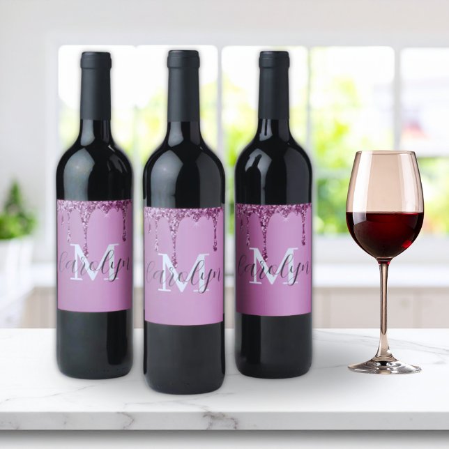 Rótulo De Garrafa De Cerveja Glitter Sparkle Rosa Blush Girly Name (Criador carregado)