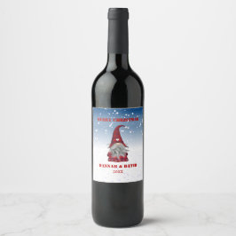 Rótulo De Garrafa De Cerveja Gnom Em Traje Vermelho