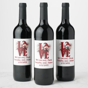 Rótulo De Garrafa De Cerveja Gnomos Personalizados Vermelho Amor Casamento Fofo