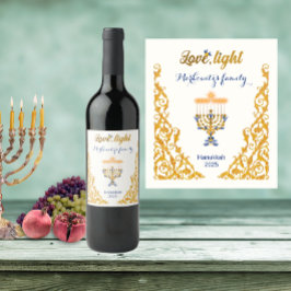 Rótulo De Garrafa De Cerveja Golden Elegant Hanukkah Menorah Family Name