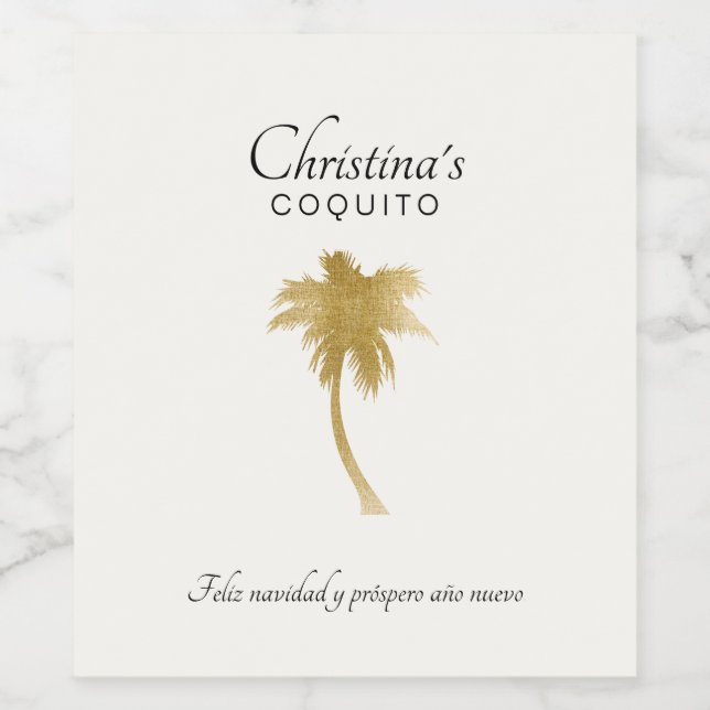 Rótulo De Garrafa De Cerveja Goldtone Palm Tree Coquito (Rótulo Único)