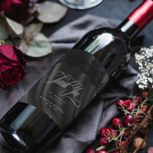 Rótulo De Garrafa De Cerveja Gótica Black Lace & Satin Wedding ID866