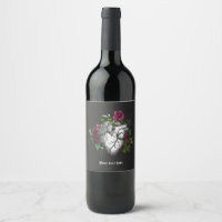 Gótico Antigo Coração Floral Borgonha