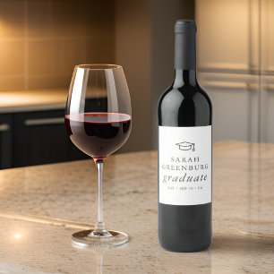 Rótulo De Garrafa De Cerveja Graduação Chic Simples Mínima Moderna do formando