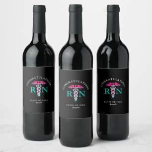 Rótulo De Garrafa De Cerveja Graduação de Enfermeiro - Preto - Rosa - Persona