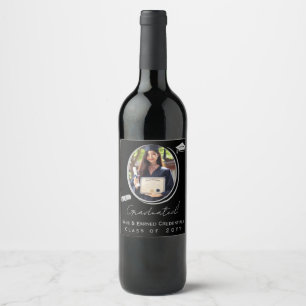 Rótulo De Garrafa De Cerveja Graduação de Fotos Elegante Boné Preto, Prata
