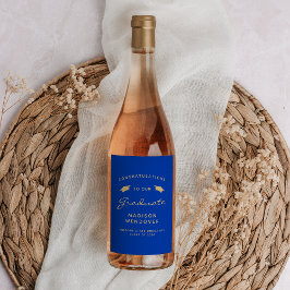 Rótulo De Garrafa De Cerveja Graduação do Boné de Script Dourado Azul 2024