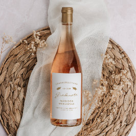 Rótulo De Garrafa De Cerveja Graduação do Boné de Script Dourado Branco 2024