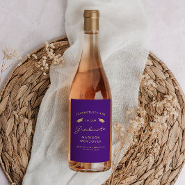 Rótulo De Garrafa De Cerveja Graduação do Boné de Script Dourado Roxo 2024