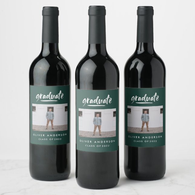 Rótulo De Garrafa De Cerveja Graduação verde de foto de script moderno (Garrafas)