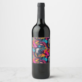Rótulo De Garrafa De Cerveja Grafite Espalhado Caótico Vibrante