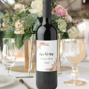 Rótulo De Garrafa De Cerveja grama das pampas rosa dourado casa vinho