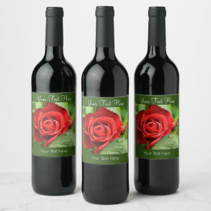 Rótulo De Garrafa De Cerveja Grande Flor de Rosa Vermelha Linda