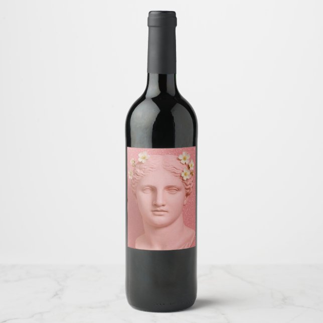 Rótulo De Garrafa De Cerveja Greek Pink Wine Label. (Frente)