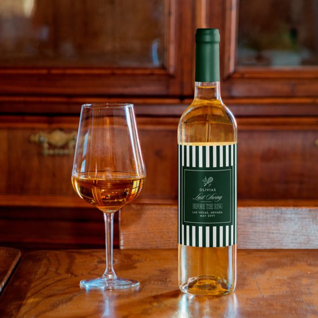 Rótulo De Garrafa De Cerveja Green Stripe Tennis Bachelorette elegant modern (Criador carregado)