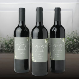 Rótulo De Garrafa De Cerveja Greenery Floral Sage Festa de noivado Verde