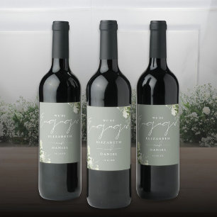 Rótulo De Garrafa De Cerveja Greenery Floral Sage Festa de noivado Verde