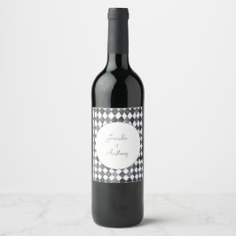 Rótulo De Garrafa De Cerveja Guardanapo de papel com diamantes preto e branco