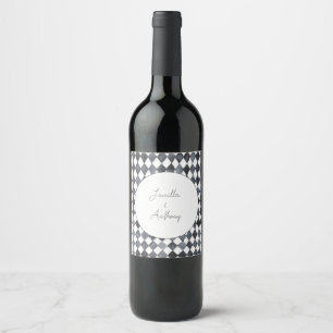 Rótulo De Garrafa De Cerveja Guardanapo de papel com diamantes preto e branco