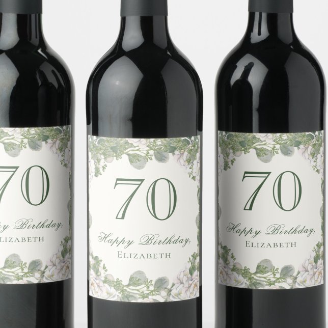 Rótulo De Garrafa De Cerveja Guardanapos Elegantes de Flores em Marfim para 70º (Criador carregado)