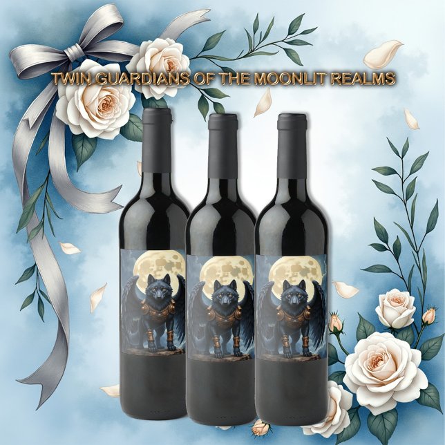 Rótulo De Garrafa De Cerveja Guardião da Lua – O Lobo de Asa Preta (Criador carregado)