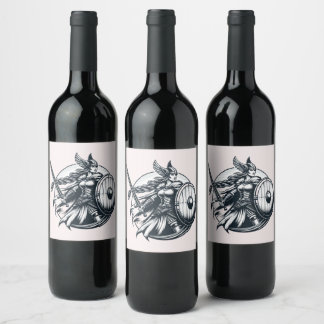 Rótulo De Garrafa De Cerveja Guerreiro feroz Valkyrie - Arte da Linha Norse Myt
