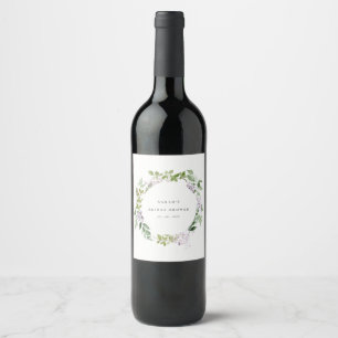 Rótulo De Garrafa De Cerveja Guirlanda Floral Lilás Jardim Cottage Chá de Noiva