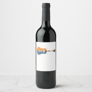 Rótulo De Garrafa De Cerveja Guitar Lake Shadow Love Guitar Gift Music Lovers