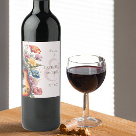 Rótulo De Garrafa De Cerveja Guitar Wildflower E Comercial Musical de Casamento