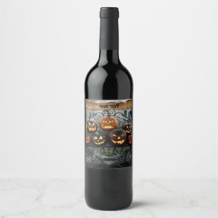 Rótulo De Garrafa De Cerveja Halloween assustador Jack-o-Lanternas com teias de