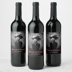 Rótulo De Garrafa De Cerveja Halloween de cabeça de pássaro assustador