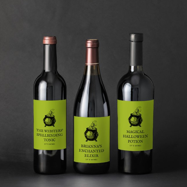 Rótulo De Garrafa De Cerveja Halloween elixir tem um caldeirão personalizado en (Criador carregado)