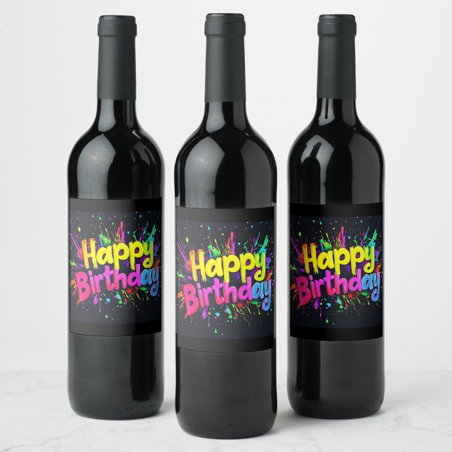 Rótulo De Garrafa De Cerveja Happy Birthday  (Happy Birthday Colorful wine labels!)