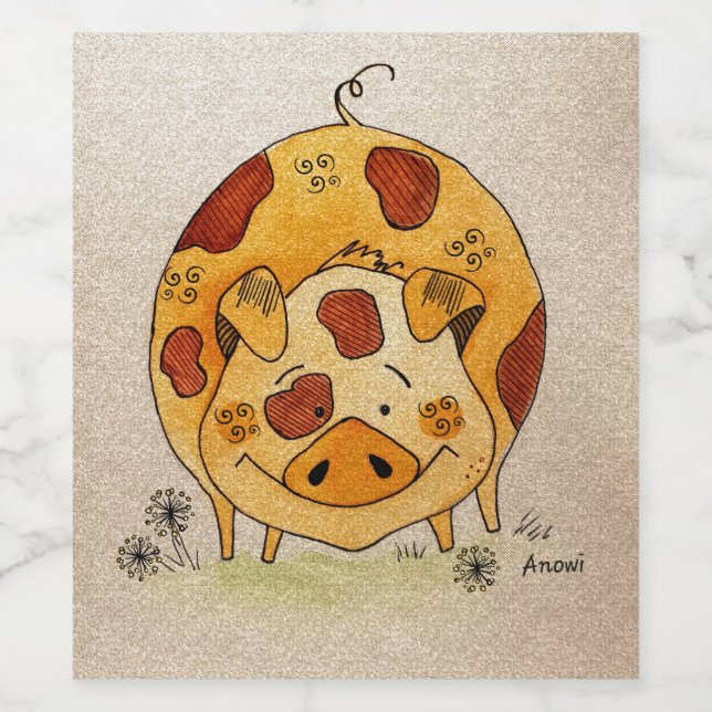 Rótulo De Garrafa De Cerveja Happy pig (Rótulo Único)