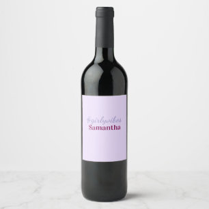 Rótulo De Garrafa De Cerveja hashtag girlyvibes roxo claro rosa vibrações femin