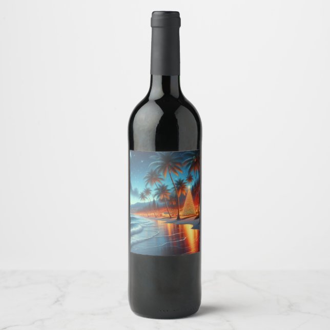 Rótulo De Garrafa De Cerveja Havaí/Natal tropical (Frente)