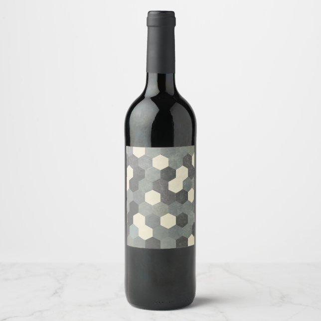 Rótulo De Garrafa De Cerveja Hexagon Pattern (Frente)
