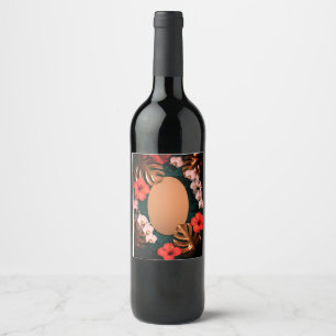 Rótulo De Garrafa De Cerveja Hibisco Vermelho Botânico Tropical Floral de Luxo