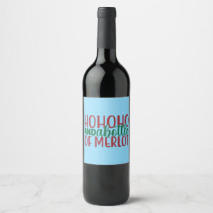 Rótulo De Garrafa De Cerveja Ho Ho Ho E Uma Garrafa De Merlot