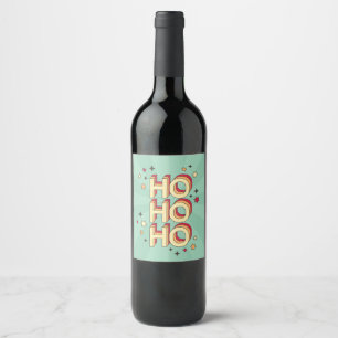 Rótulo De Garrafa De Cerveja Ho ho ho texto sazonal de natal e estrelas