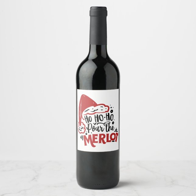 Rótulo De Garrafa De Cerveja Ho Ho Santa Hat Merlot (Frente)