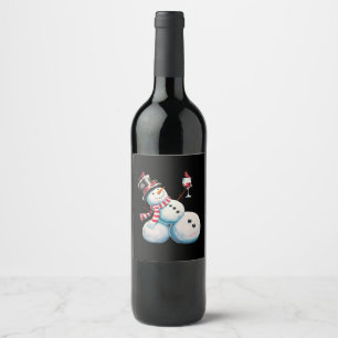 Rótulo De Garrafa De Cerveja Homem de Neve Com Vinho Natal Presente de Natal Di