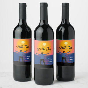 Rótulo De Garrafa De Cerveja Homem em Praia - Saudação ao Sol Personalizado
