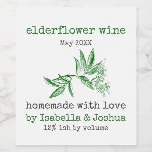 Rótulo De Garrafa De Cerveja Homemade com o amor de Elderflower Wine