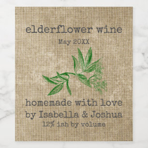 Rótulo De Garrafa De Cerveja Homemade com o amor de Elderflower Wine